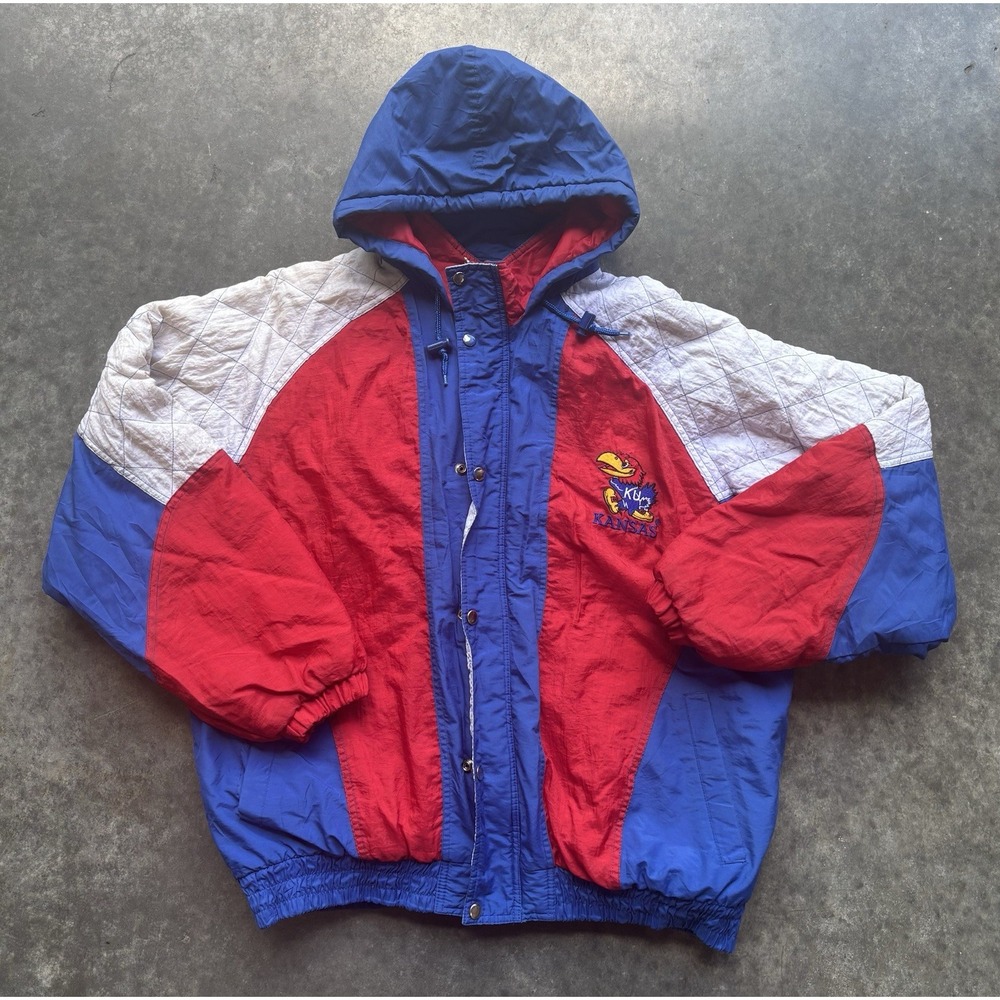 VTG Kansas Starter Jacket Vintage Size XL Pullover KU Jayhawks 90s Full Zip